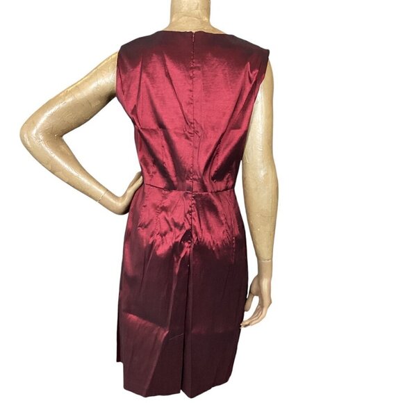 Emma & Michele Burgundy Metallic Sleeveless V-Neck Faux Wrap Dress Sz 12 #49C - Picture 6 of 11